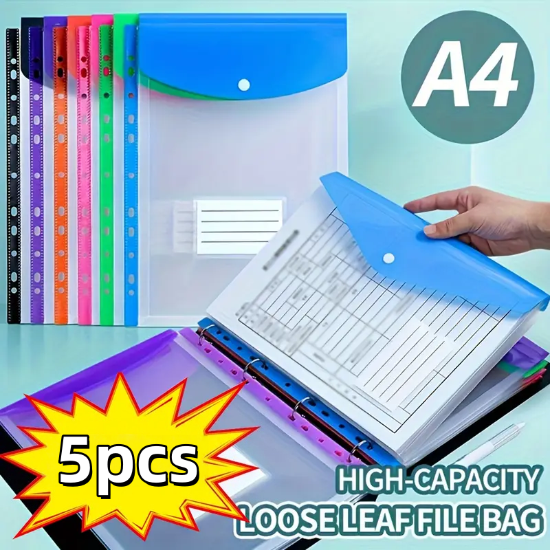 Home Security Ring - 5-Pack Colorful A4 File Folders |