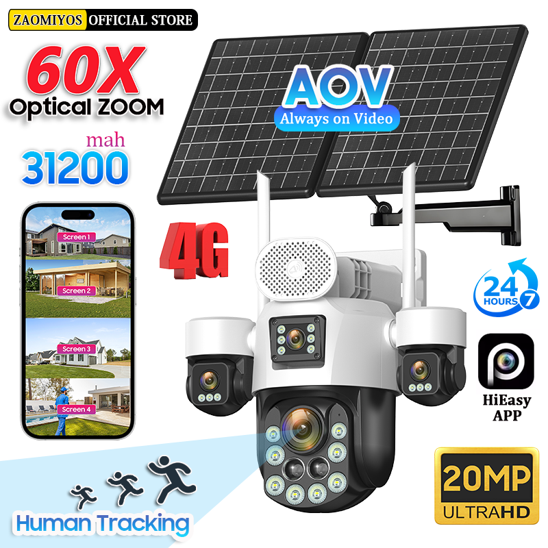 Home Security Product - 4 Lens Outdoor 360° Surveillance Solar