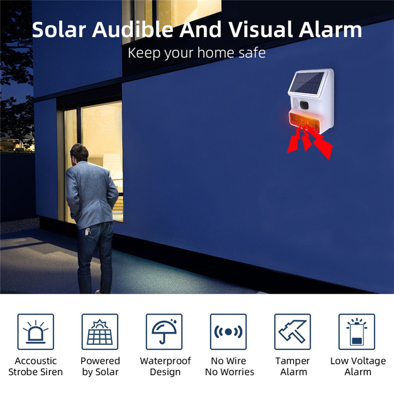 Home Security Lights Outdoors - 【Livraison Rapide】433MHZ Wireless Solar Siren Sound