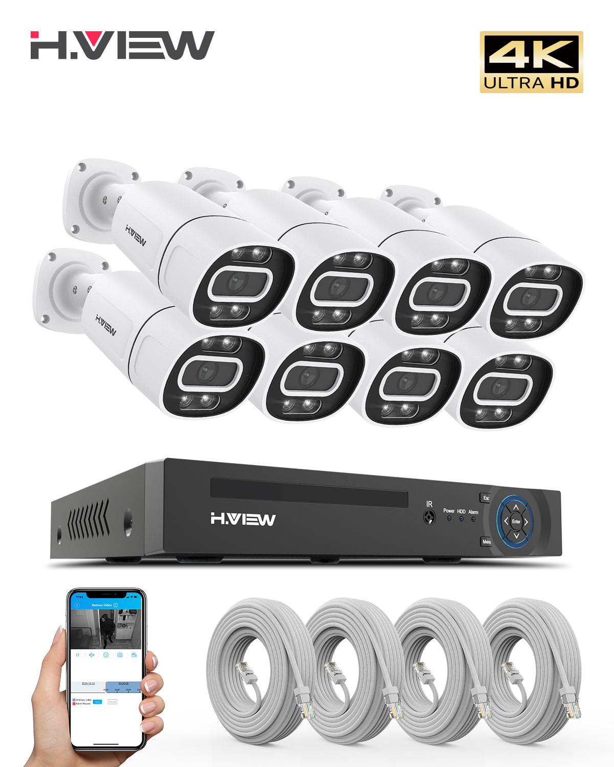 H.View 4K 5Mp 8Mp poe Cctv Sec - Home Security Video Systems 리뷰 및 가격