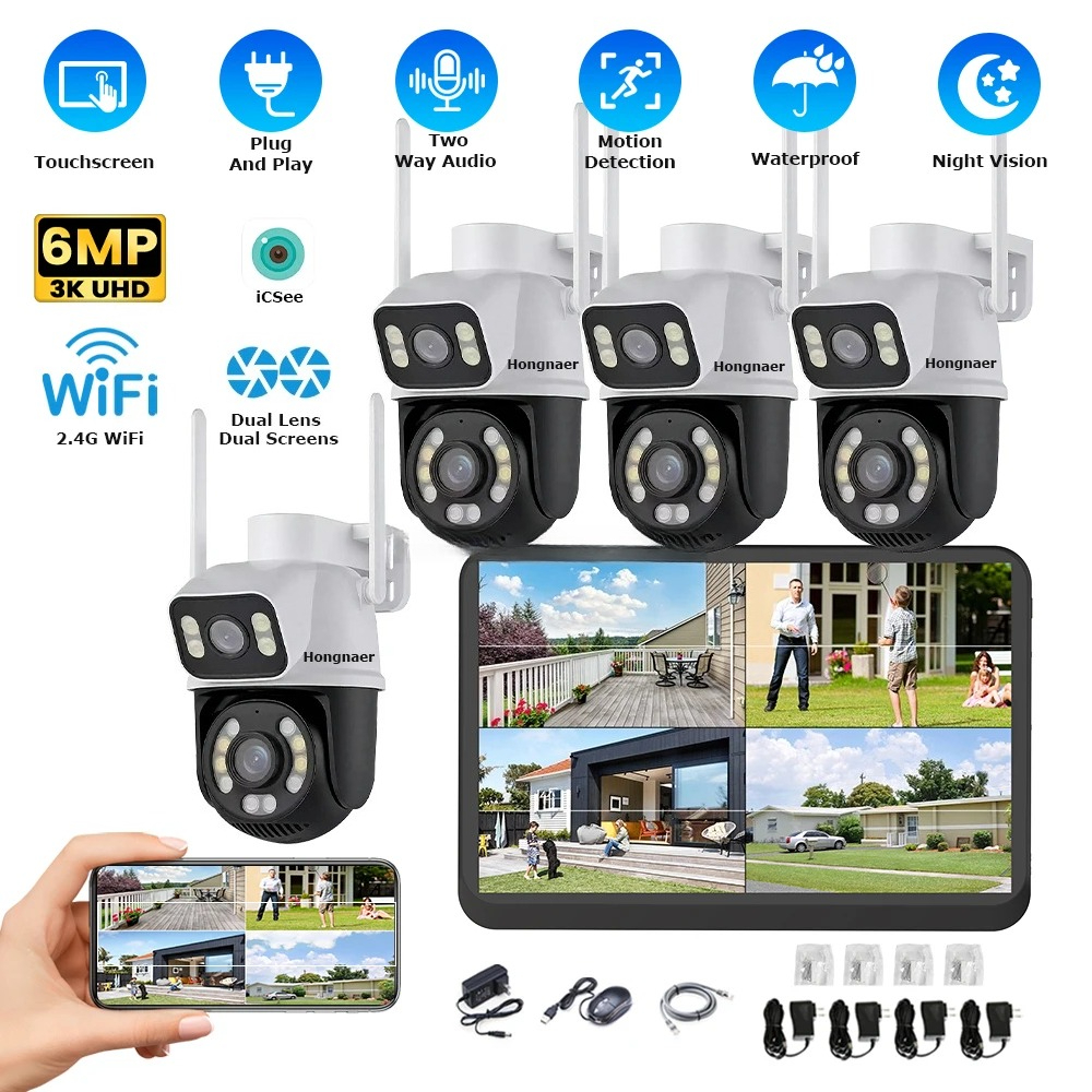 Hongnaer 6MP 4CH Dual Lens Hom - Home Security Wireless Cameras 리뷰 및 가격