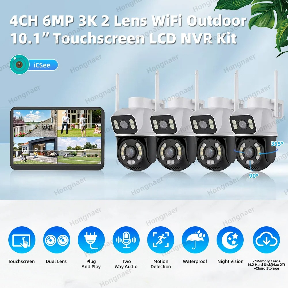 Hongnaer 6MP 4CH Dual Lens Hom - Home Security Wireless Cameras 리뷰 및 가격