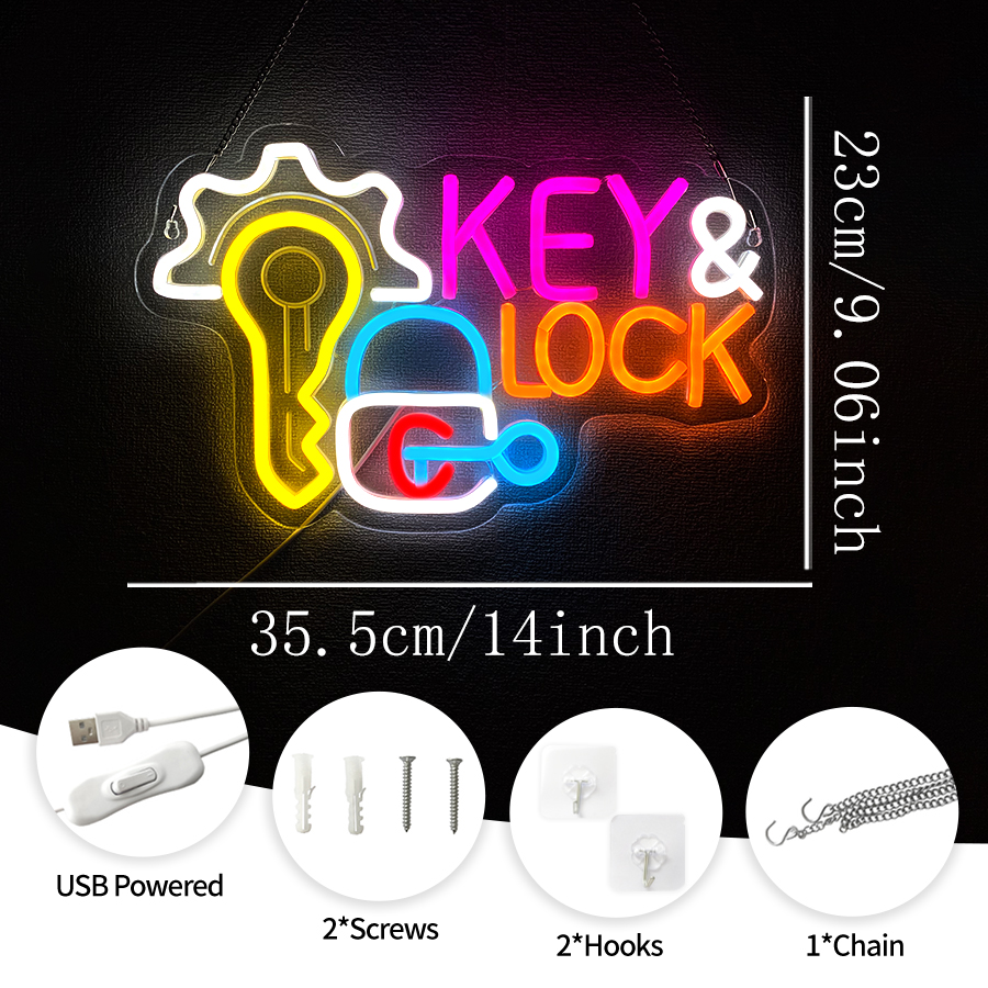 Key and Lock Neon Sign for Wal - Home Security Business 리뷰 및 가격